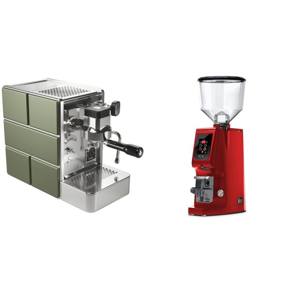 Stone Espresso Mine Green + Eureka Atom W 75, ferrari red