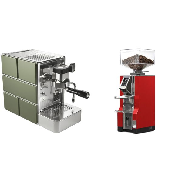 Stone Espresso Mine Green + Eureka Mignon Libra, CR ferrari red