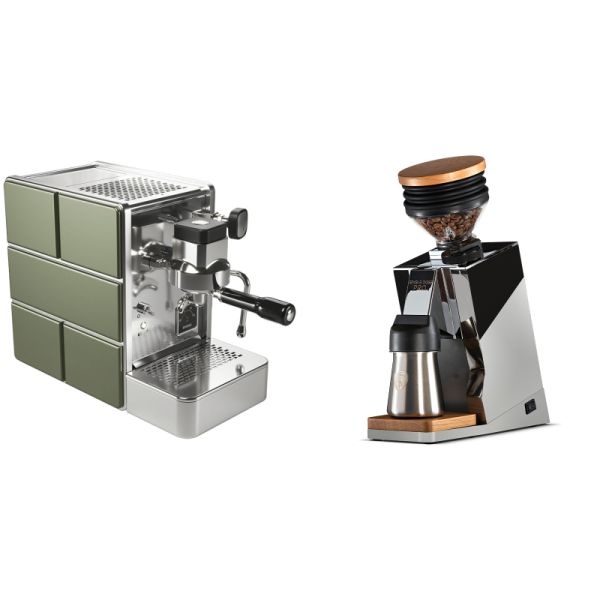 Stone Espresso Mine Green + Eureka Mignon Single Dose PRO, Chrome & Oak