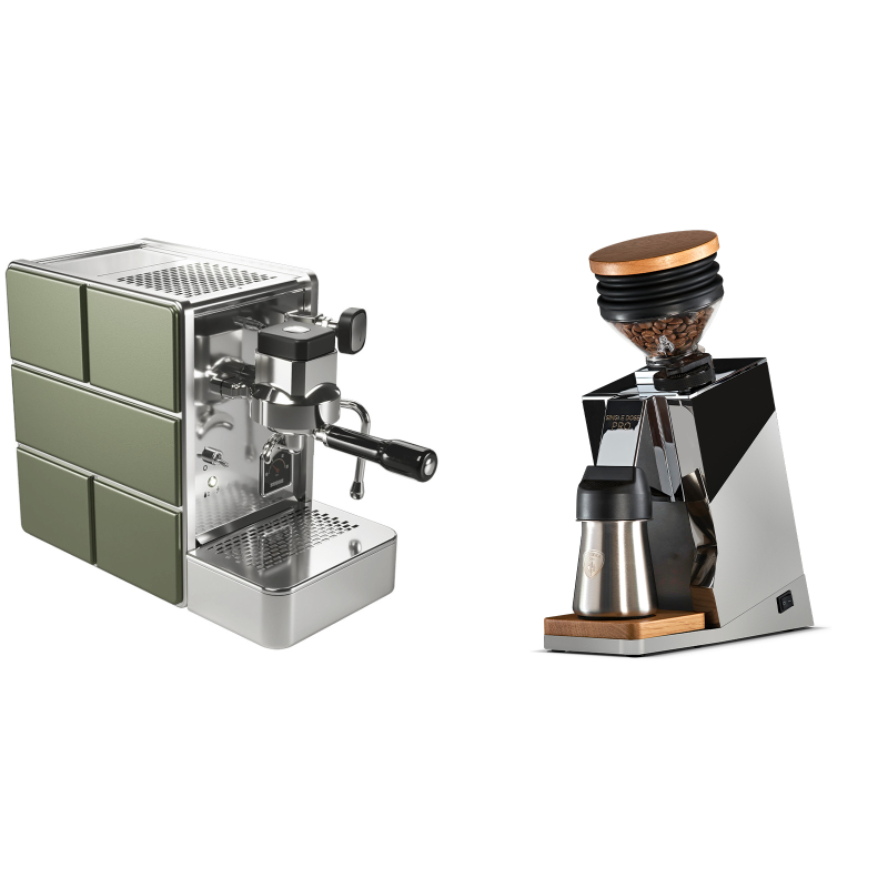 Stone Espresso Mine Green + Eureka Mignon Single Dose PRO, Chrome & Oak