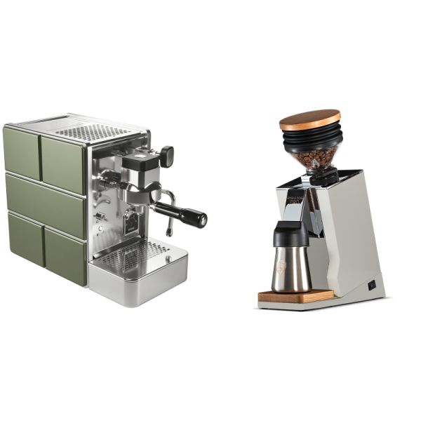 Stone Espresso Mine Green + Eureka Mignon Single Dose PRO, White & Oak