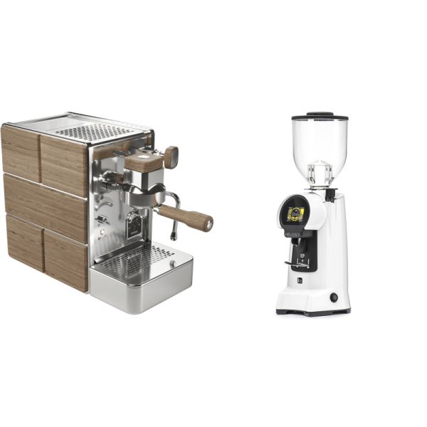 Stone Espresso Mine Premium Wood + Eureka Helios 75, white