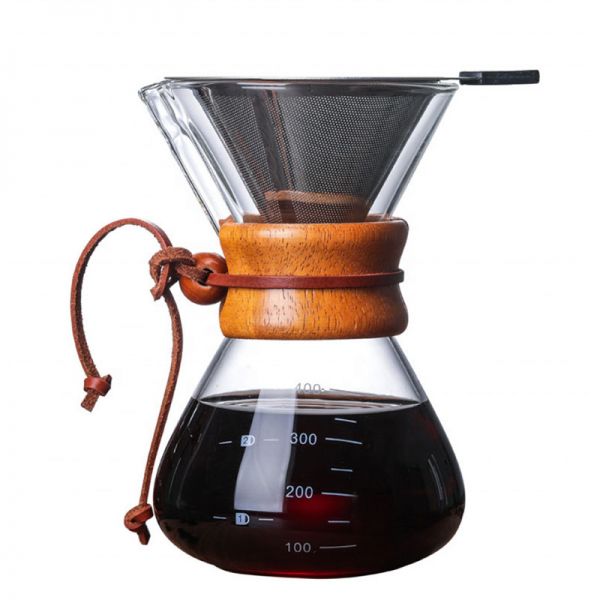 Ecocoffee chemex s nerezovým filtrom, 400ml