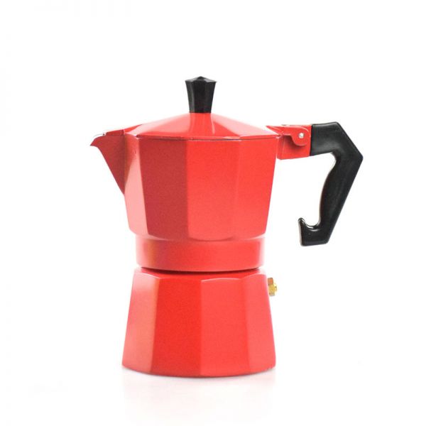 Ecocoffee moka konvička na 3 šálky, červená