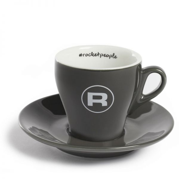 Rocket Espresso šálek s podšálkem #rocketpeople 180 ml, tmavě šedý (set 6 ks)
