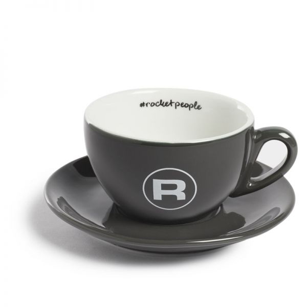 Rocket Espresso šálek s podšálkem #rocketpeople 210 ml, tmavě šedý (set 6 ks)
