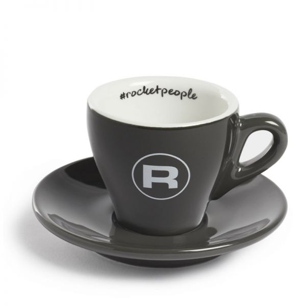 Rocket Espresso šálek s podšálkem #rocketpeople 60 ml, tmavě šedý (set 6 ks)